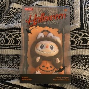 Authentic Pop Mart Happy Halloween Party Labubu Sitting Pumpkin Vinyl Plush
